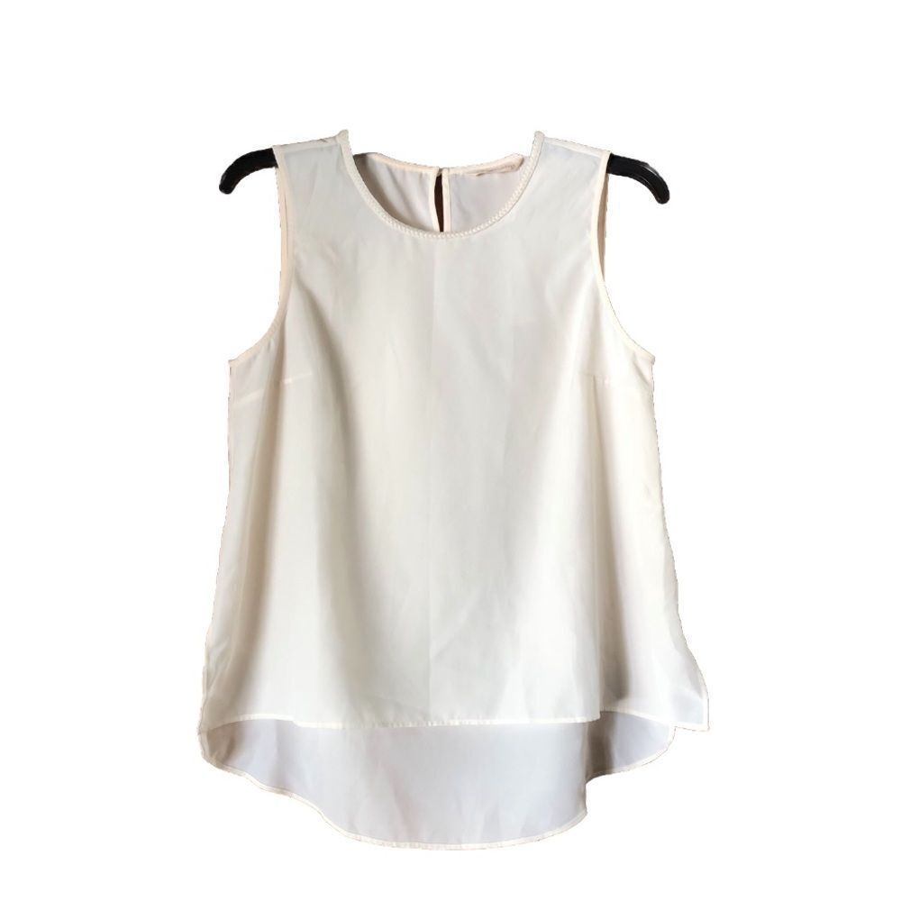 NWT Soft Surroundings Braided Details Chiffon Dayla Tank Top Ecru - XS